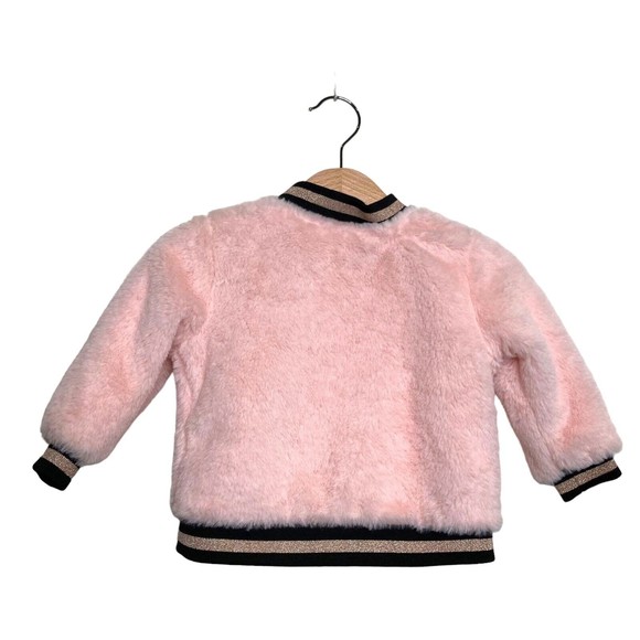 Tahari Baby Girl 12 months Pink Faux Fur Full Zip Jacket Sherpa - Picture 2 of 9